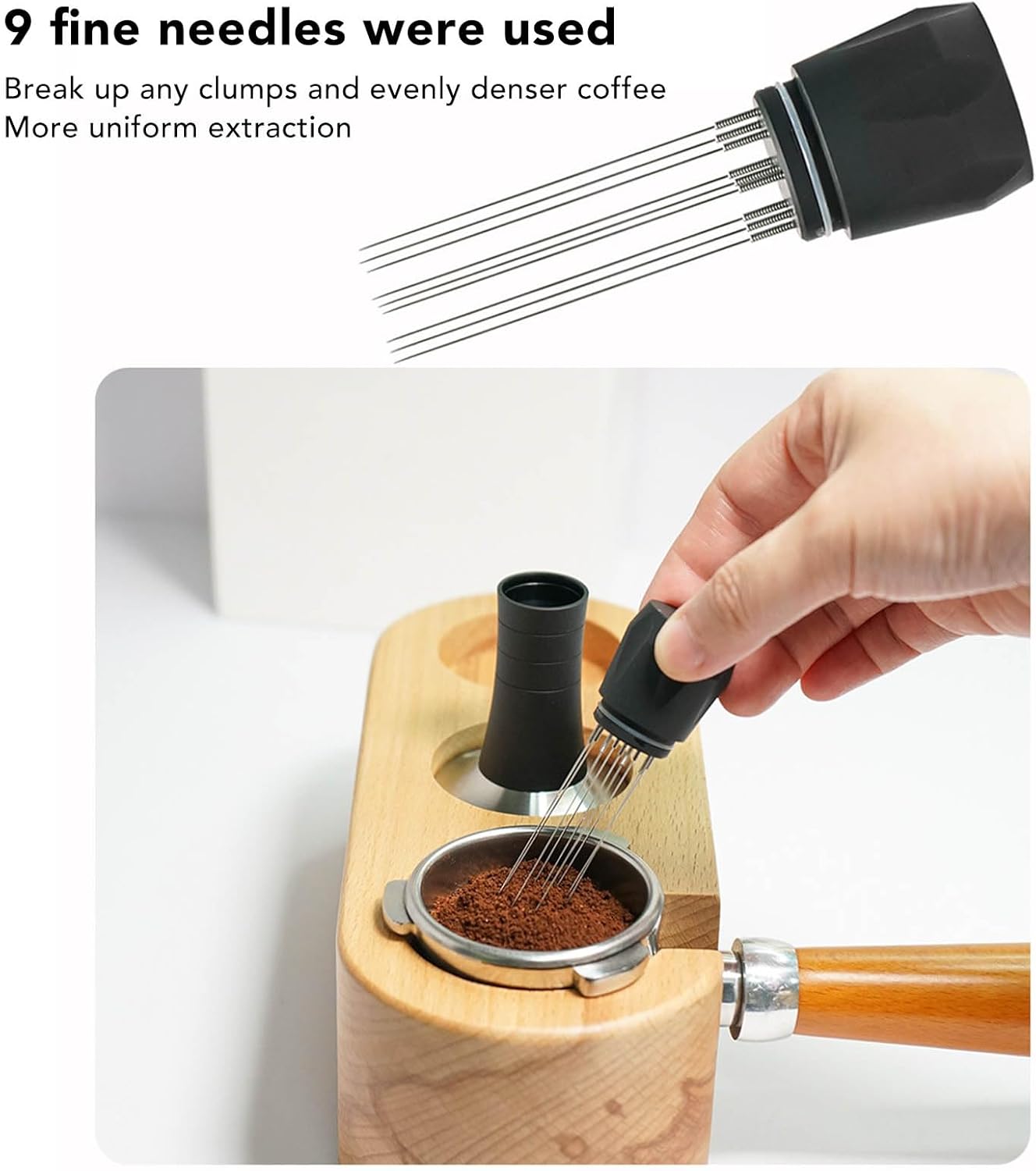 Premium 2-in-1 Coffee Tamper Stirrer Kit 51MM Black Professional
