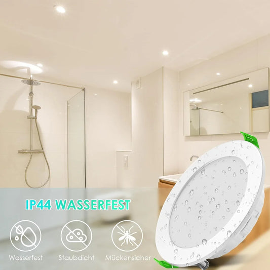 Asstikoo Ultra Flat 7W Dimmable LED Recessed Spotlight Warm White, Neutral White & Cold White, IP44 Waterproof for Bathroom & Living Room - Gomix Brands Outlet