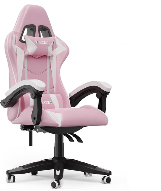 Bigzzia Purple Pink Gaming Chair with Reclining Back Support