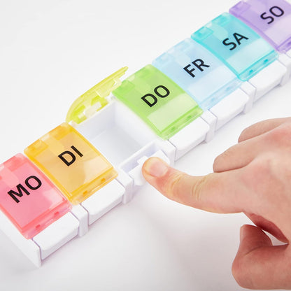 GeekerChip 7-Day BPA-Free Pill Organizer with Color‑Coded Lids