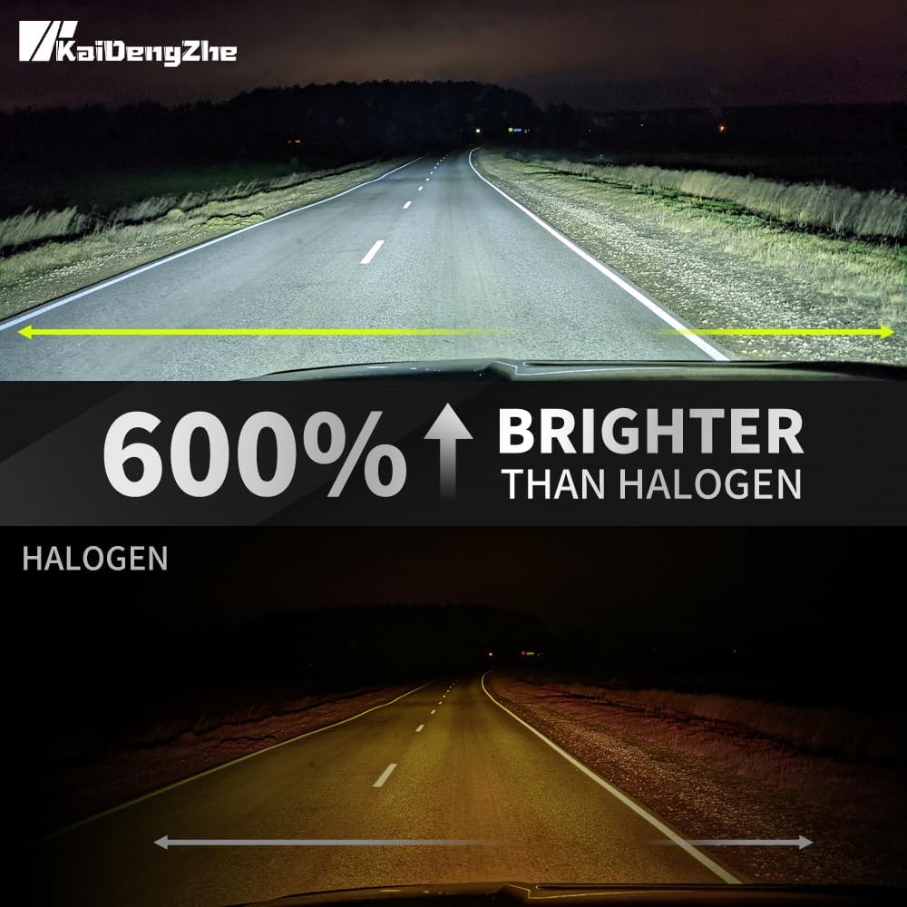 KaiDengZhe H1 LED Headlight Bulbs 90W 18000LM 6500K Cool White Mini Design Halogen Replacement Pack of 2