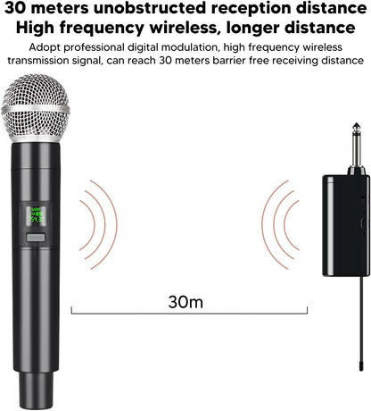 Professional UHF Wireless Handheld Microphone System with Rechargeable Receiver