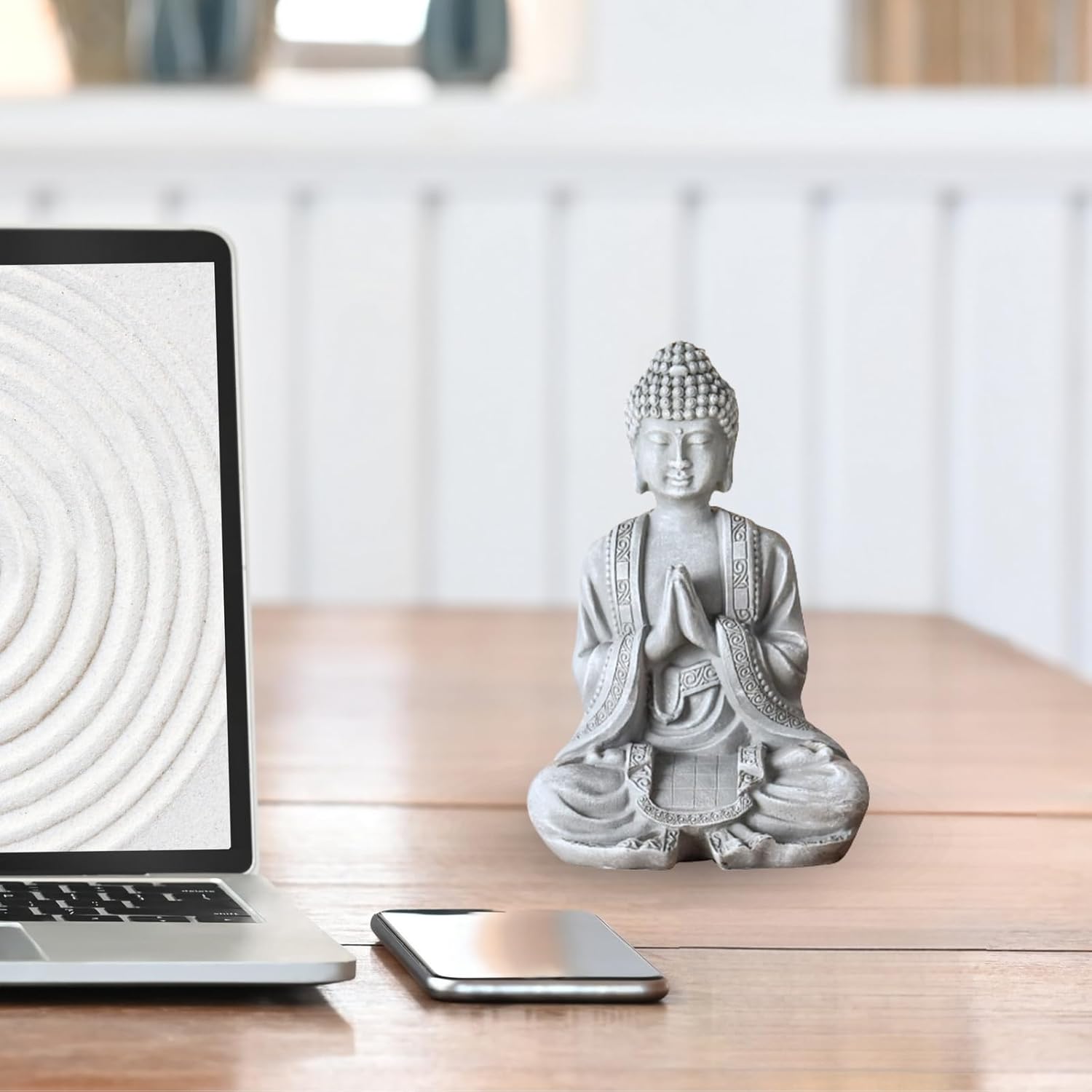 Zen Light SBM2 Stone Buddha Figurine Meditation Grey 10 x 5 x 12.5 cm