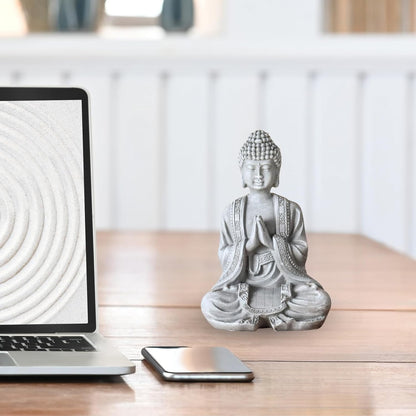 Zen Light Stone Grey Buddha Meditation Figurine 10x5x12.5cm