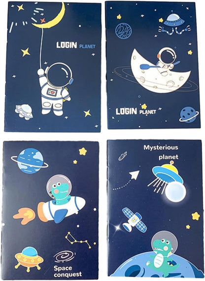Mini Cartoon Elementary Notebook Set of 10 Cute Space-Themed Journals