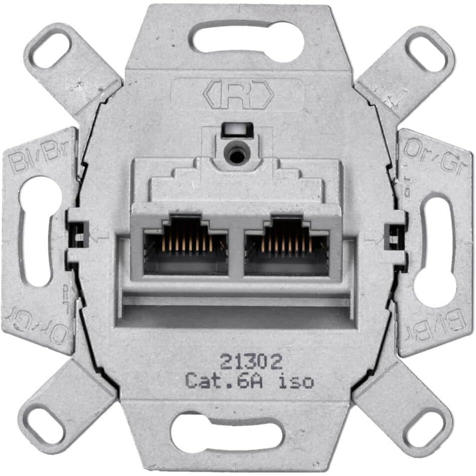 Rutenbeck Cat.6A ISO 8/8 Up 0 Flush-Mount 2-Port Wall Plate