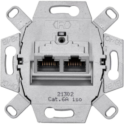 Rutenbeck Cat.6A ISO 8/8 Up 0 Flush-Mount 2-Port Wall Plate