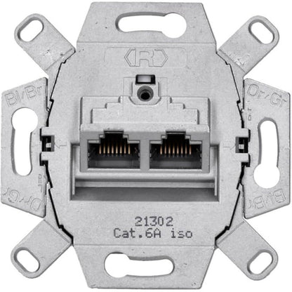Rutenbeck Cat.6A ISO 8/8 Up 0 Flush-Mount 2-Port Wall Plate
