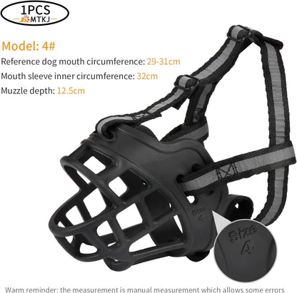 Soft Silicone Basket Dog Muzzle - Prevents Biting, Barking, Chewing