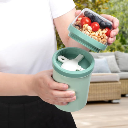 Mitsemmo Dual-Compartment Leakproof Portable BPA-Free Travel Snack Container