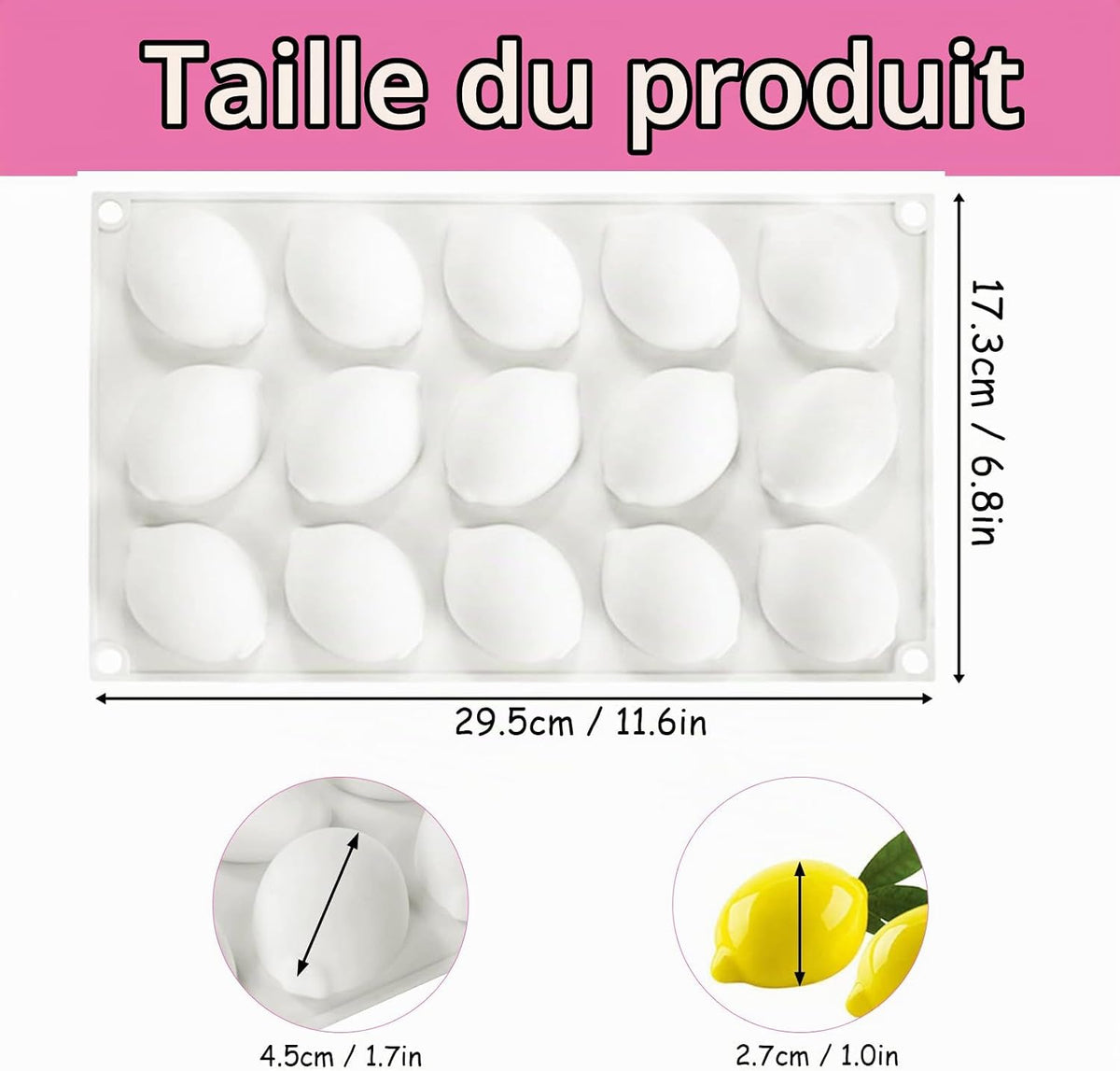 Fchil Silicone Lemon Chocolate Mold 15 Cavity QY135