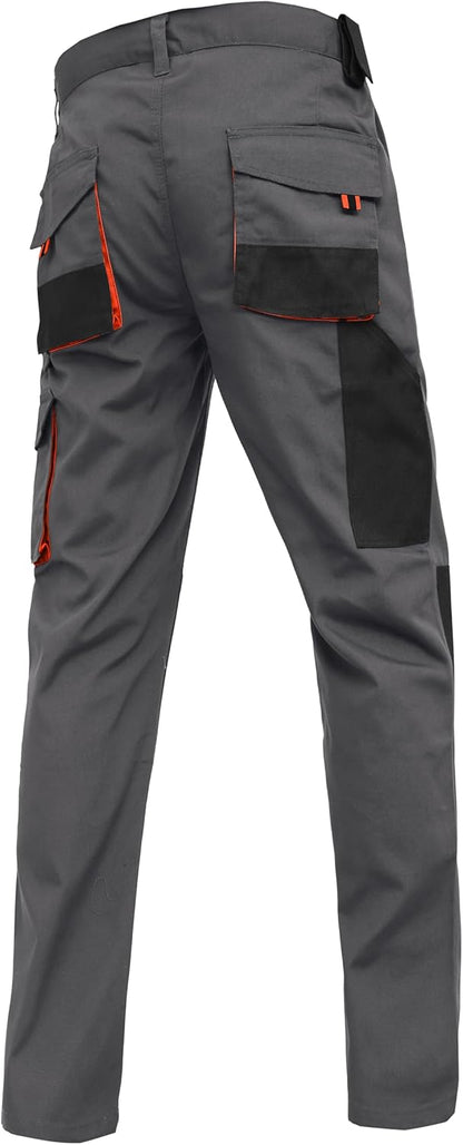 WORK IDEA Men's Oxford Canvas Multi-Pocket Work Pants – Heavy-Duty