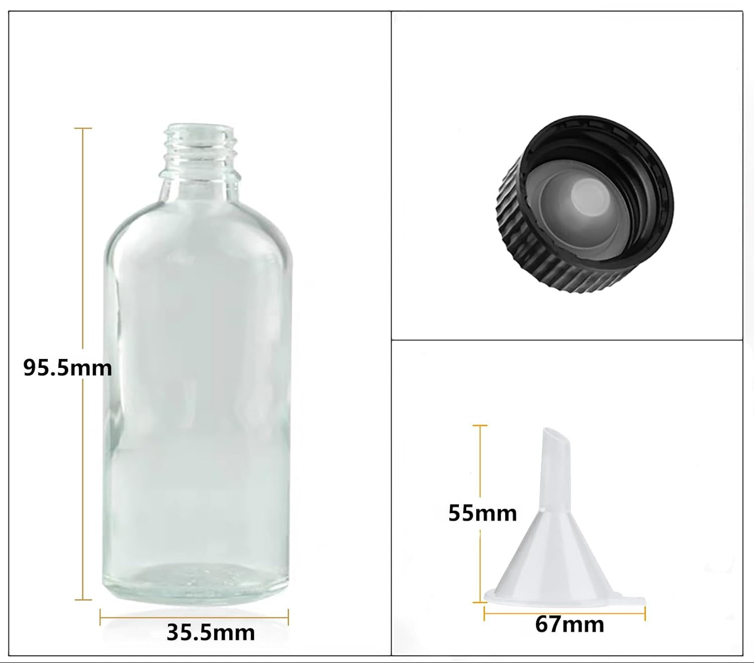 DIDITIME 12-Pack Mini Glass Shot Bottles with Funnel – 60ml