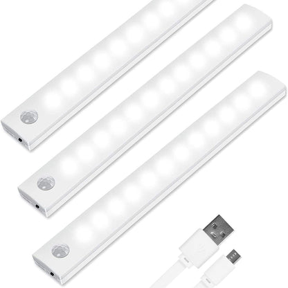 Vicloon Motion Sensor Cabinet LED Light – 3 Pack USB Rechargeable