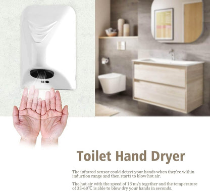 600W Portable Hand Dryer Automatic Commercial Induction Wall-Mounted Bathroom Dryer White