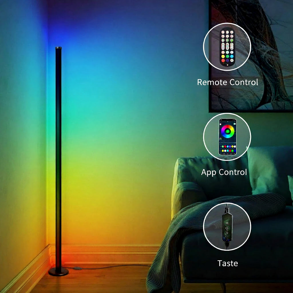 Wellwerks LED Floor Lamp 10W Dimmable RGB Remote Control App Black