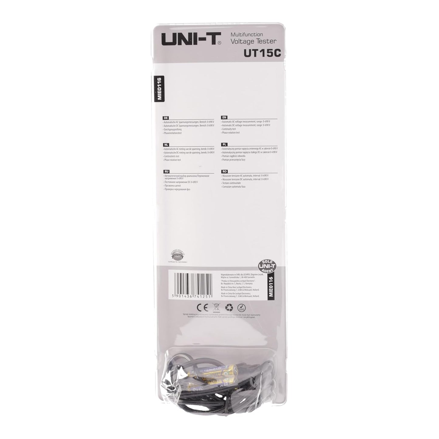 UNI-T UT15C Waterproof Voltage Tester - Continuity and Phase Rotation
