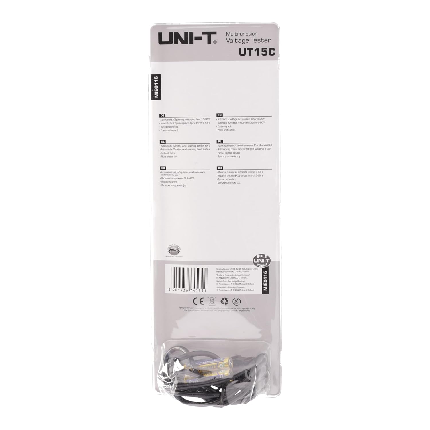 UNI-T UT15C Waterproof Voltage Tester - Continuity and Phase Rotation