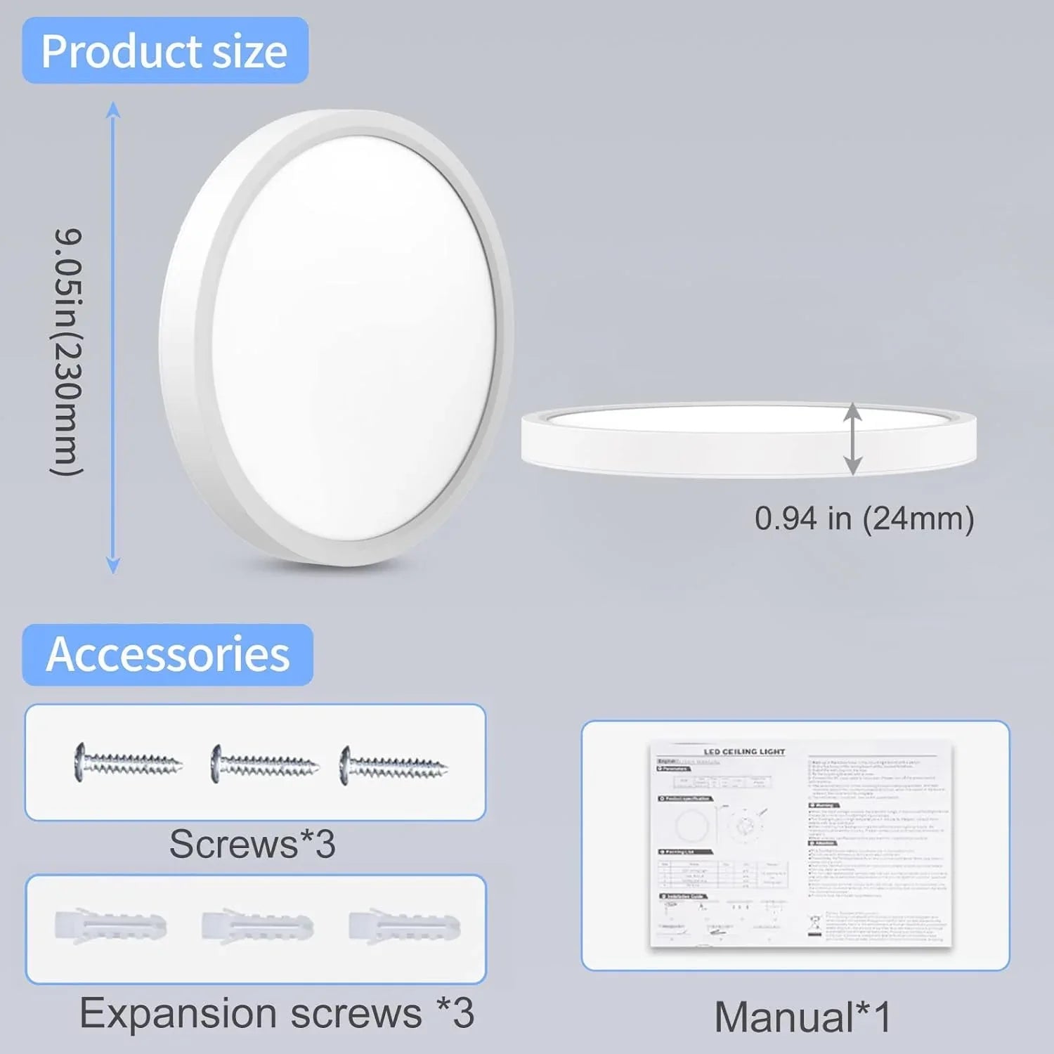 OUILA 18W LED Flush Ceiling Light Daylight 4000K for Bathroom - Gomix Brands Outlet