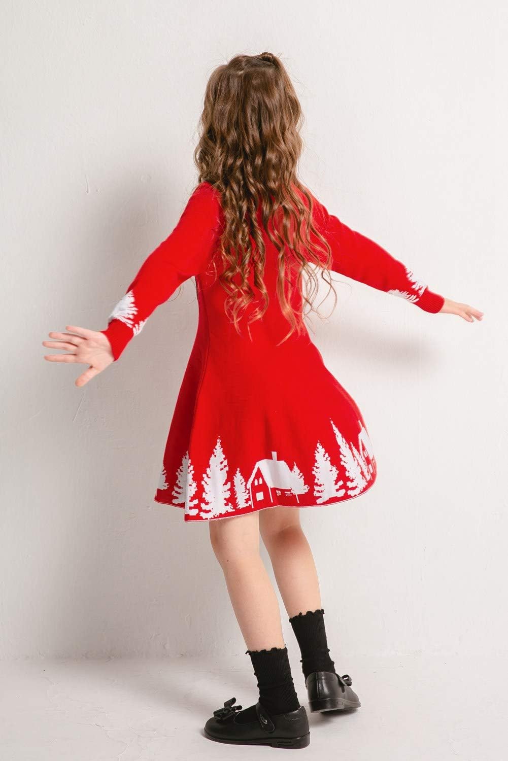 SMILING PINKER Girls Christmas Reindeer Knitted Dress – Warm Festive Outfit