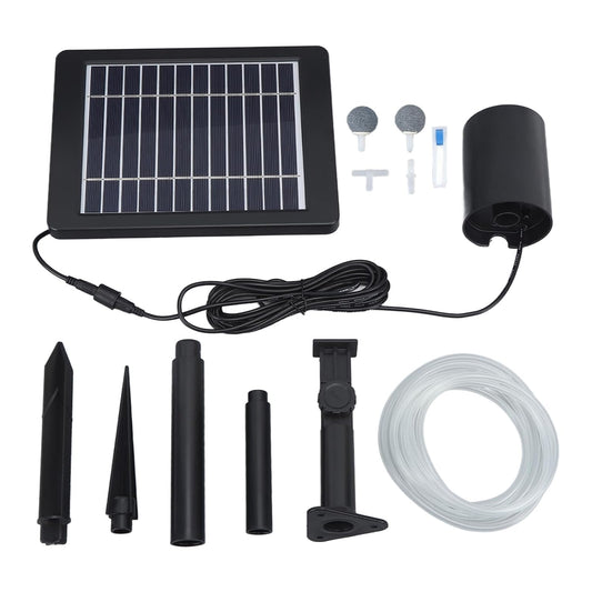 Maxmartt Solar Powered Air Pump Kit 6V 4W Adjustable Angle 3 Modes for Fish Tank Pond