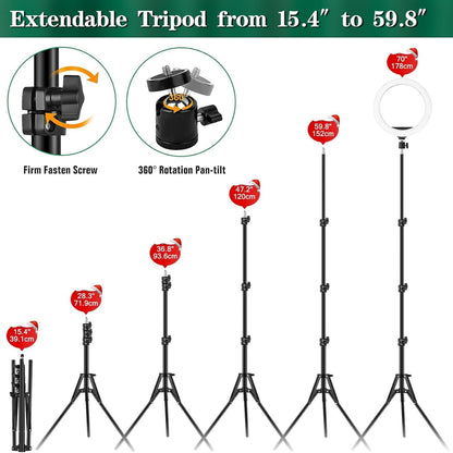 10‑Inch RGB LED Ring Light with Tripod and Phone Holder