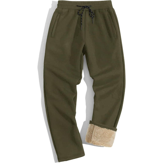 TACVASEN Men's Sherpa Lined Winter Warm Thermal Fleece Jogging Sweatpants with Pockets