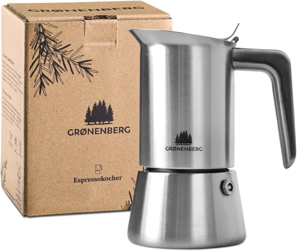 Groenenberg Stainless Steel 6-Cup Moka Pot Espresso Maker – Induction Safe