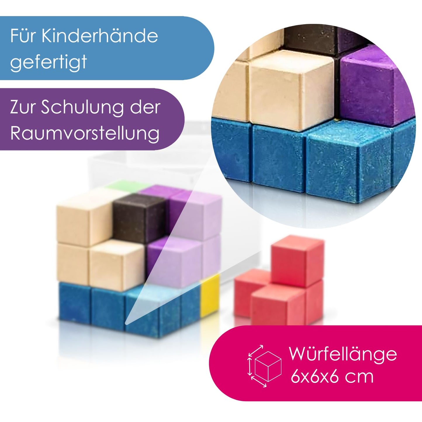 WISSNER Multi-Color 7cm Soma Cube Educational Puzzle for Kids