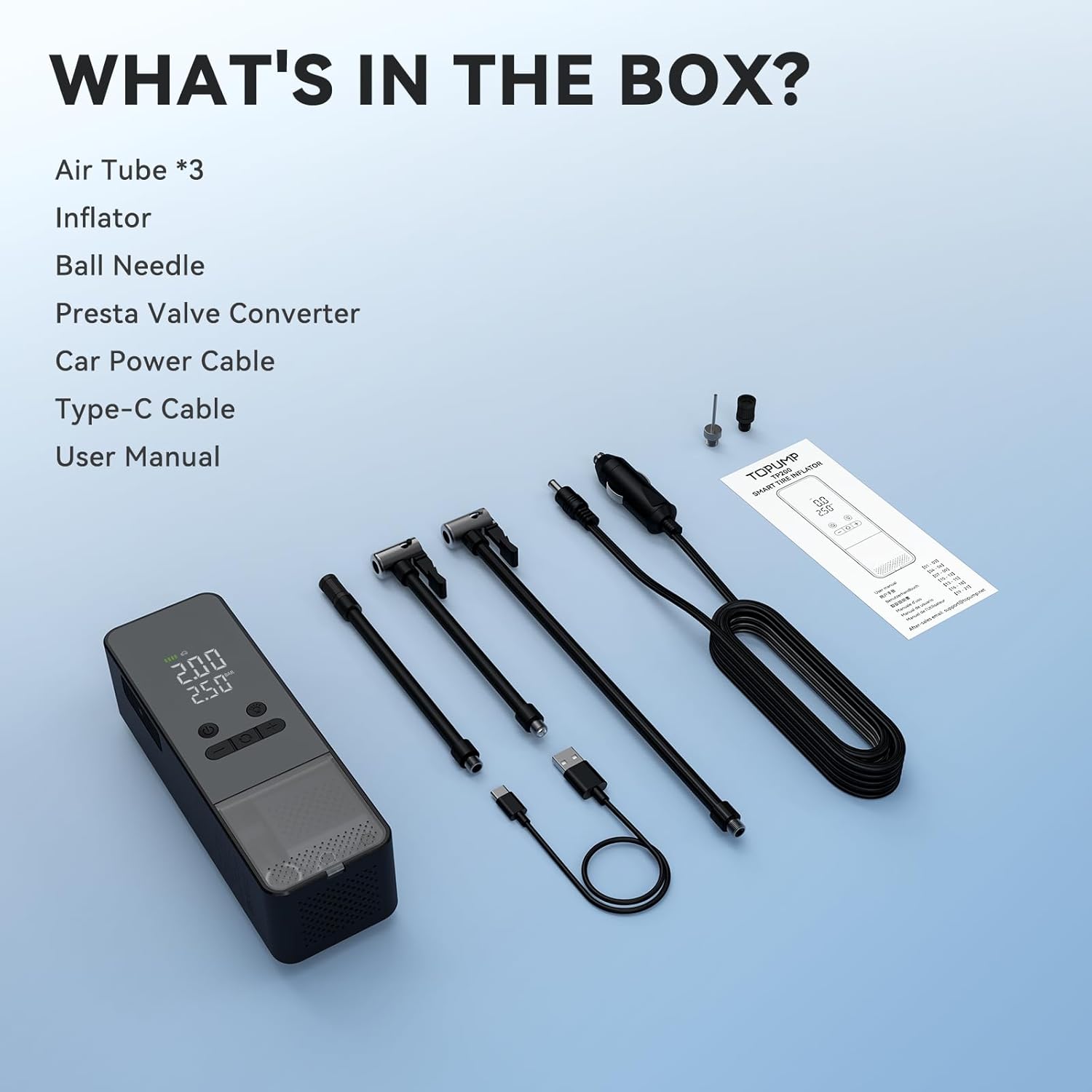 TOPUMP TP300 Portable Air Compressor 150 PSI Digital Tire Inflator