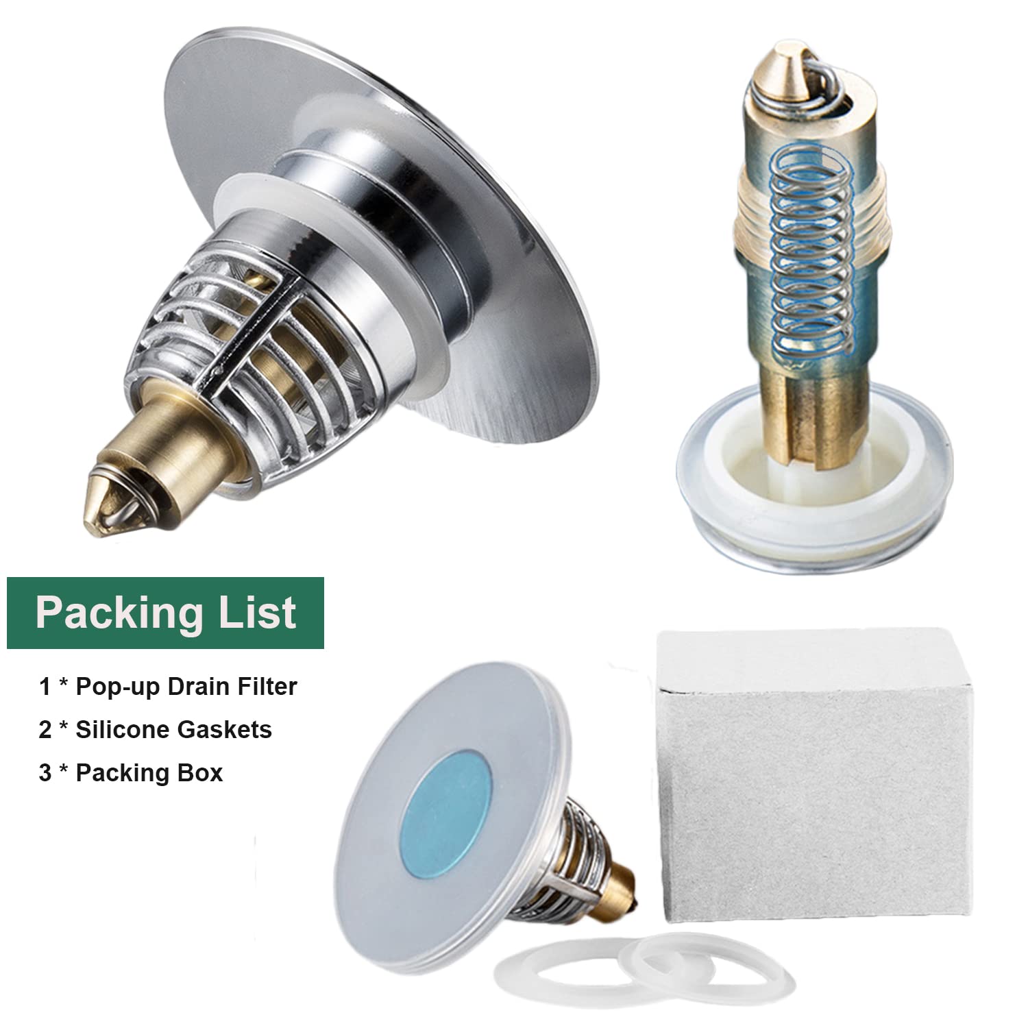 HIYOUNG Universal Pop-Up Sink Stopper – Anti-Clog Drain Filter for 1.06‑1.61" Holes