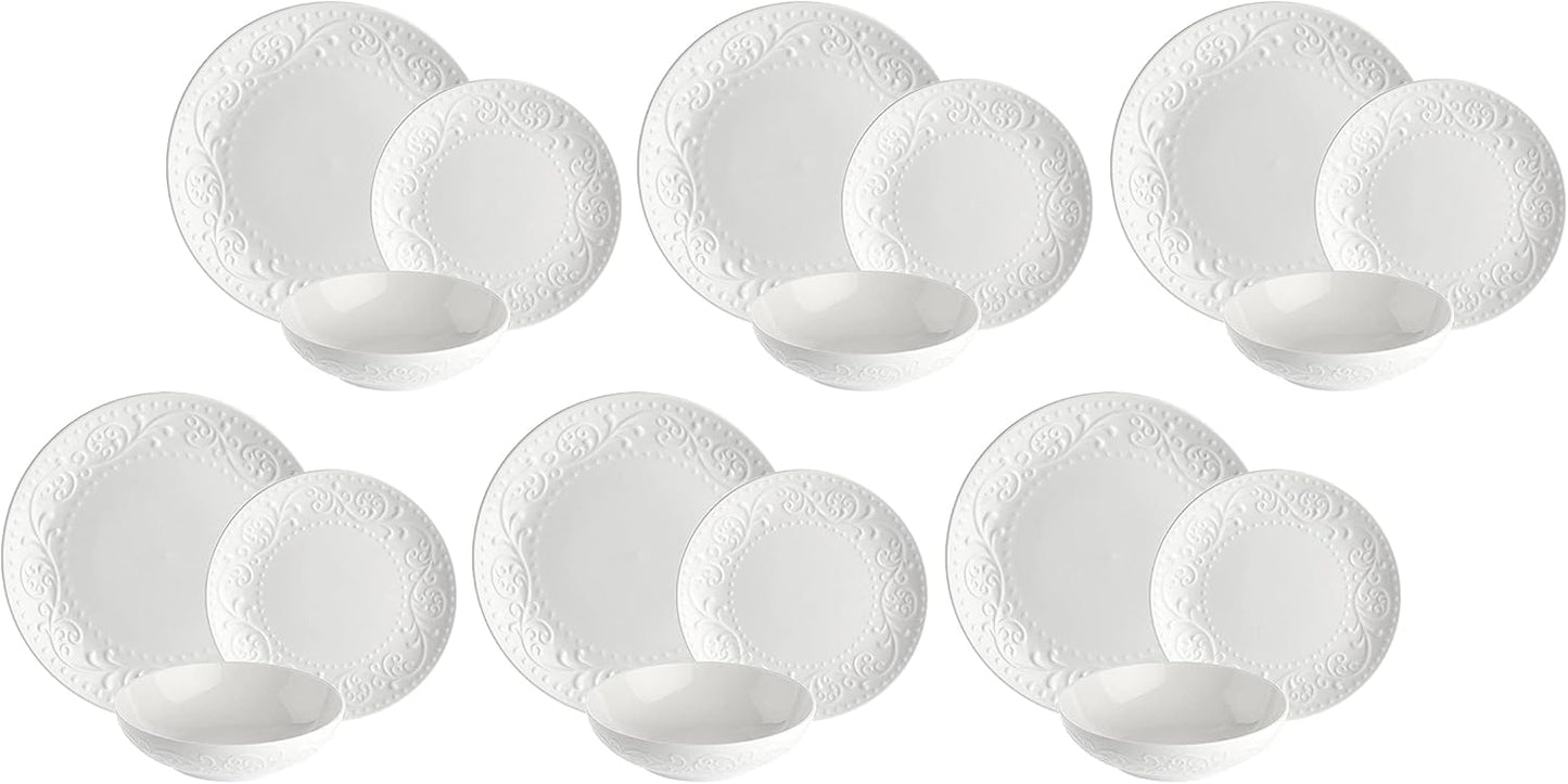 La Porcellana Bianca Sognante 18-Piece White Bone China Plate Set