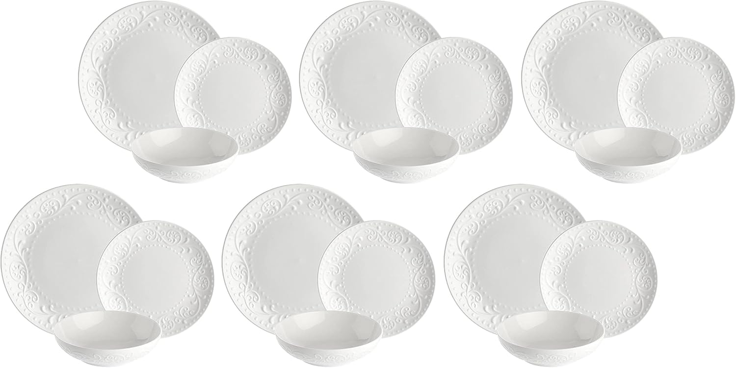 La Porcellana Bianca Sognante 18-Piece White Bone China Plate Set