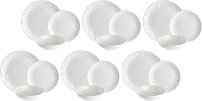 La Porcellana Bianca Sognante 18-Piece White Bone China Plate Set