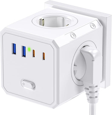 BURNNOVE Cube Power Strip 4000W 4-Outlet with USB-C & USB-A