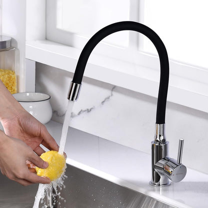 GRIFEMA G4002-2 Flexible 360° Rotatable Chrome Black Kitchen Sink Mixer Tap