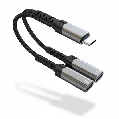 Kmuqshy USB C Splitter 1 to 2 60W Fast Charging and Headphone Adapter for iPhone 16 15 Samsung Galaxy Google Pixel