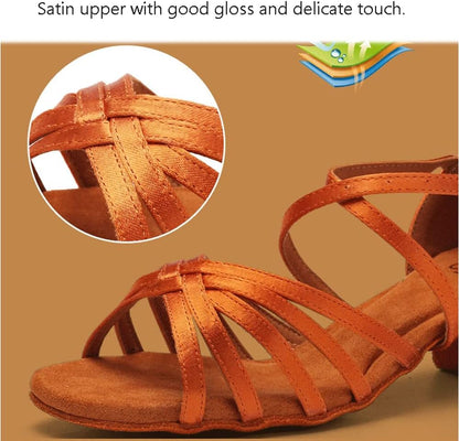 ReadJade Women's Satin Latin Dance Shoes with Adjustable Buckle