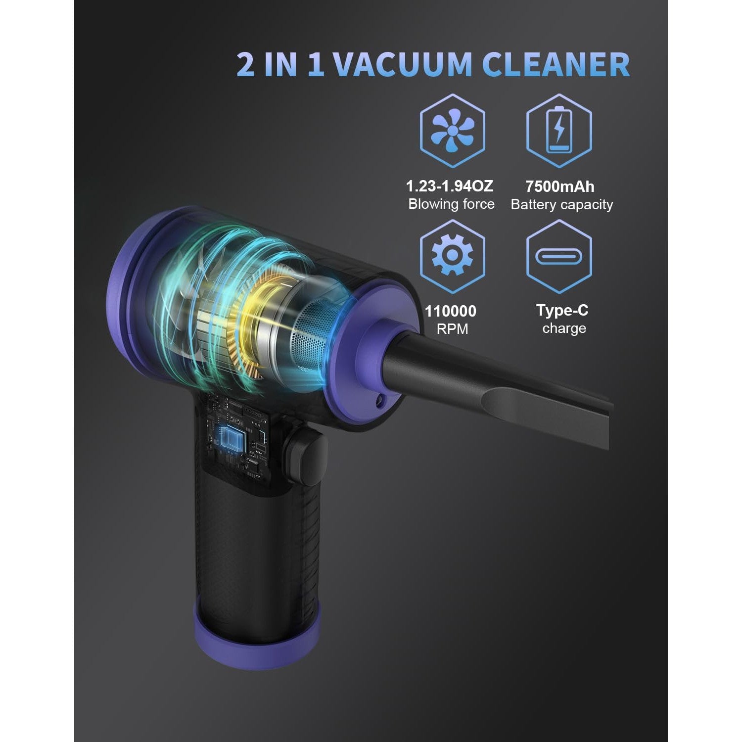 CLEVAST 110000RPM Electric Air Blower with Vacuum, LED, 3 Speeds