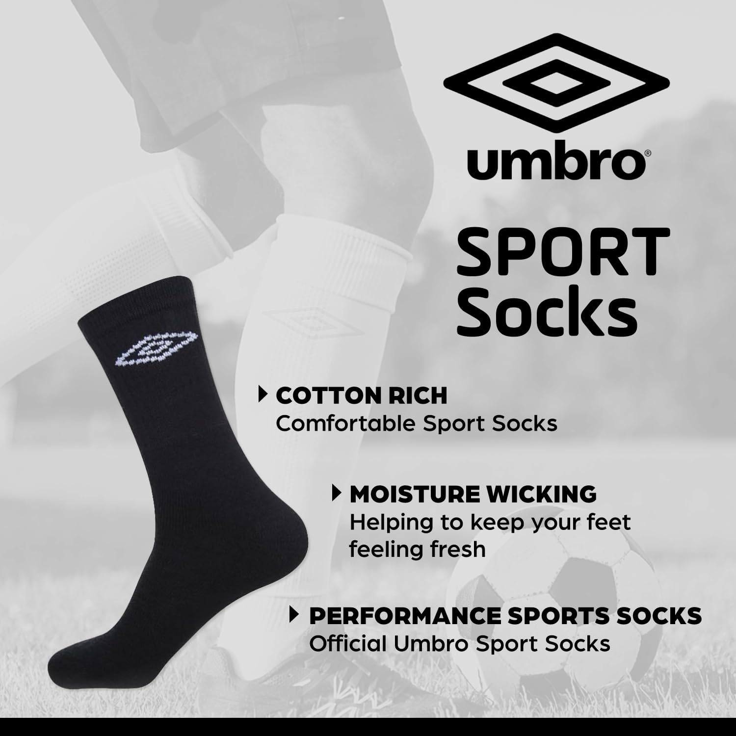 Umbro Men's Performance Ankle Sports Socks - 6 Pair Assorted Pack
