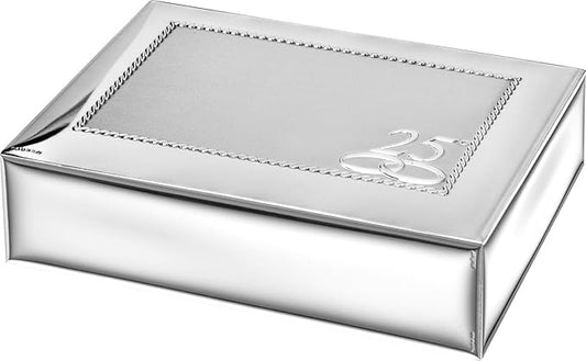 Silver 25th Anniversary Box with Embellished Edge