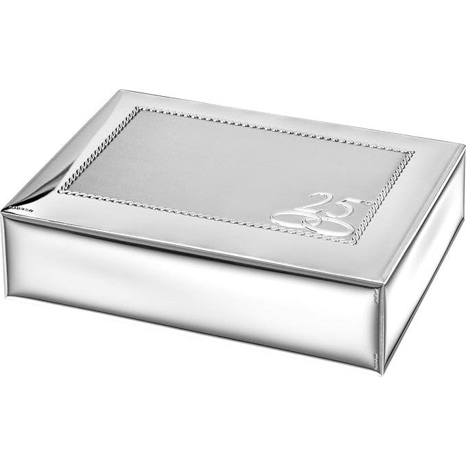 Silver 25th Anniversary Box with Embellished Edge