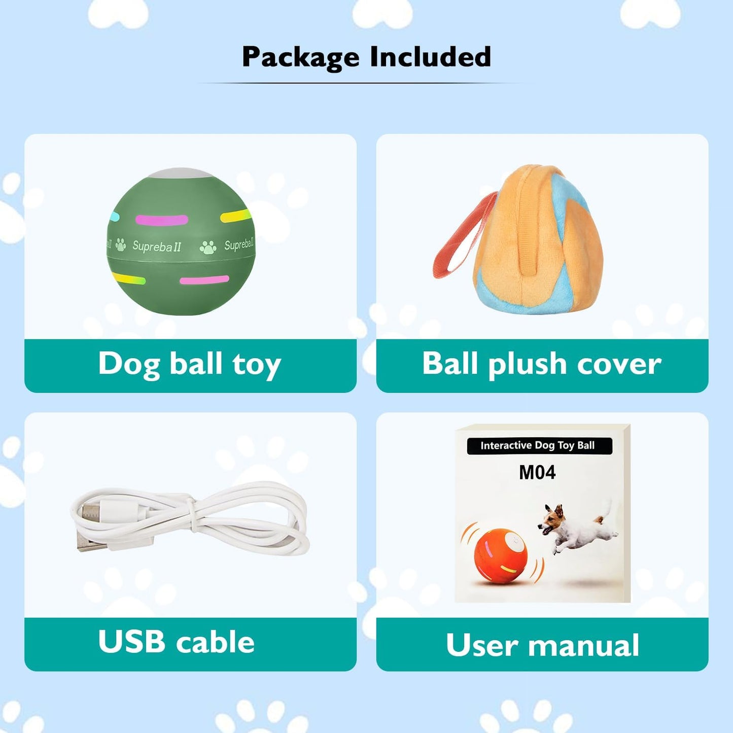 OULUXYLS M04 Interactive Dog Ball Toy Motion Activated Automatic Moving Green