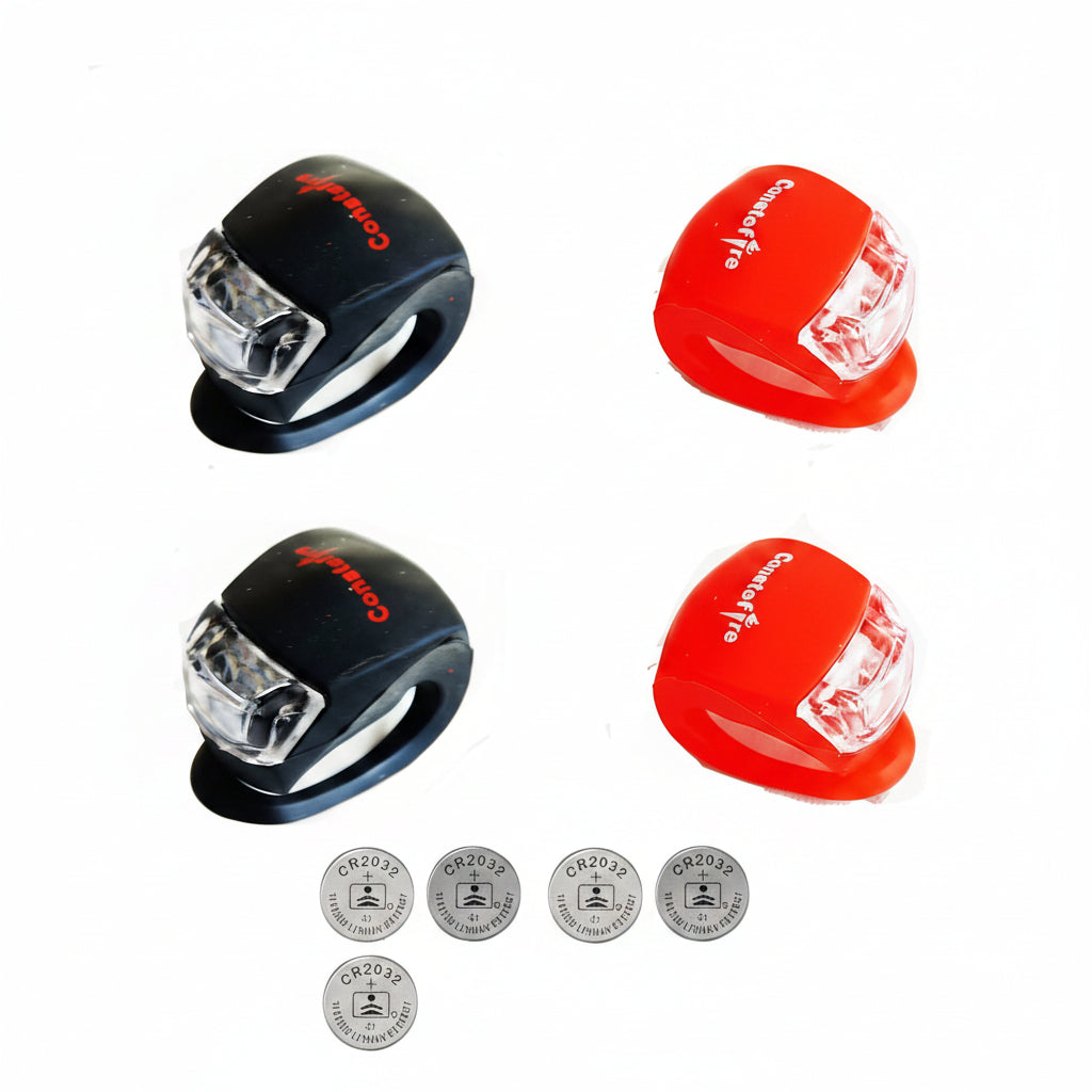 Constefire Bike Light Set 4-Pack LED Silicone Front Rear Waterproof IPX4 for Cycling MTB Road