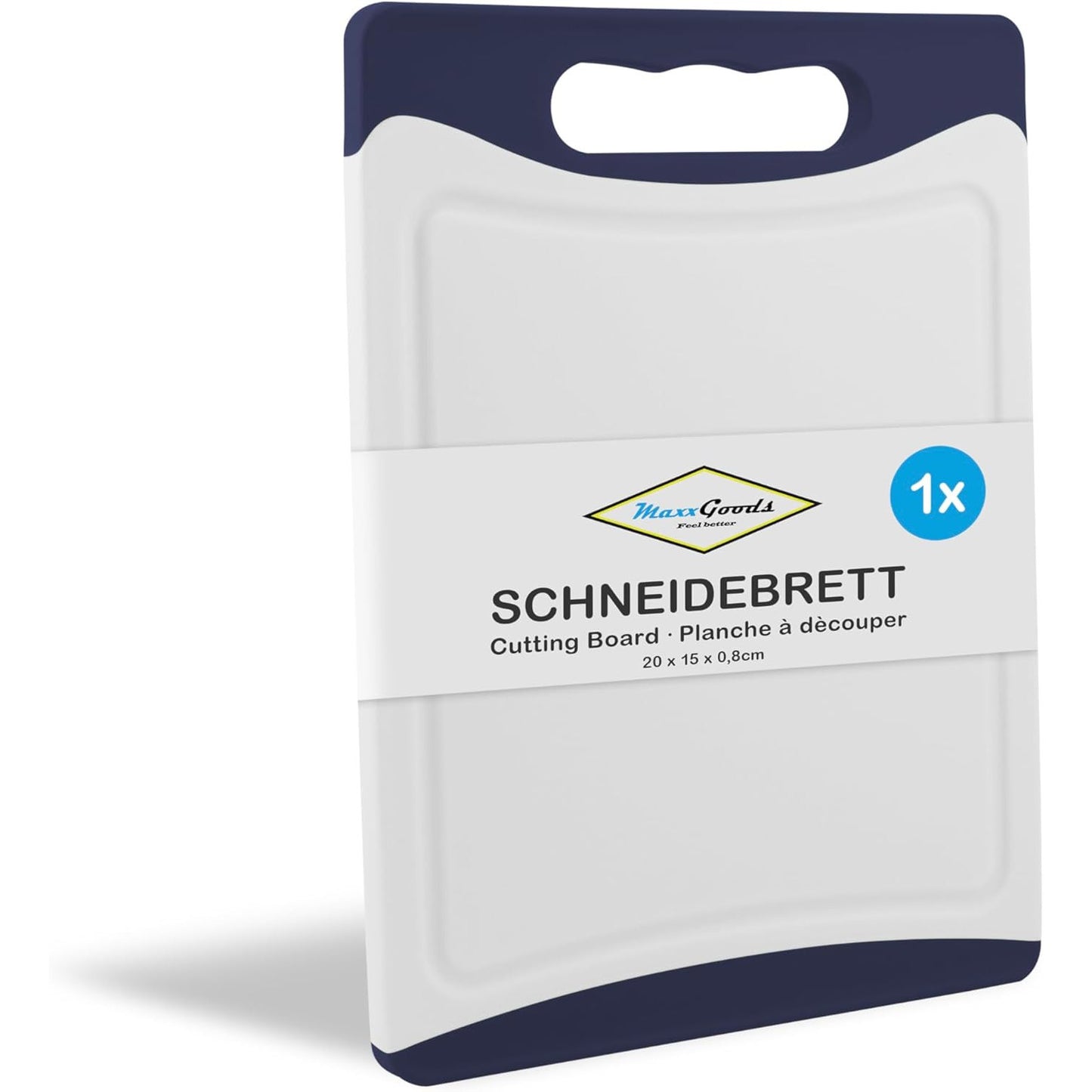 MaxxGoods White Plastic Chopping Board 20x15x8 cm Double‑Sided