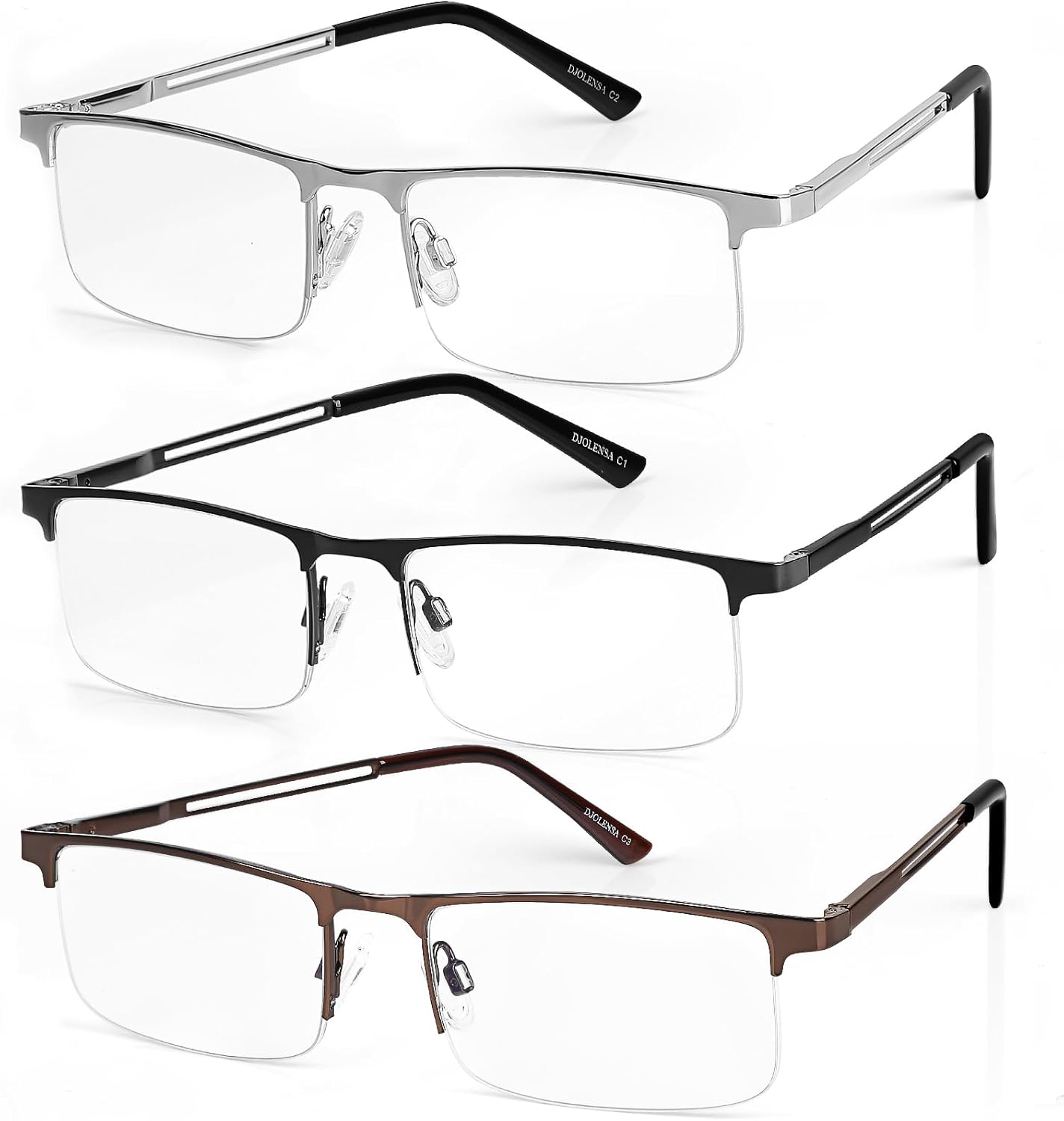 DJOLENSA 3‑Pack Light Blocking Reading Glasses for Men and Women