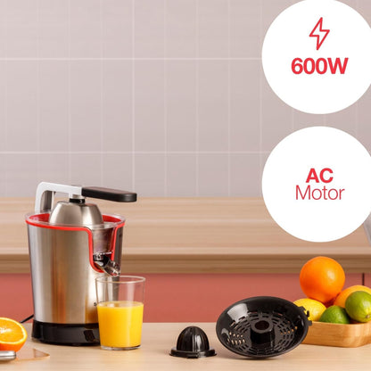 Solac Stainless Steel 600W Electric Citrus Juicer with Dual Cones