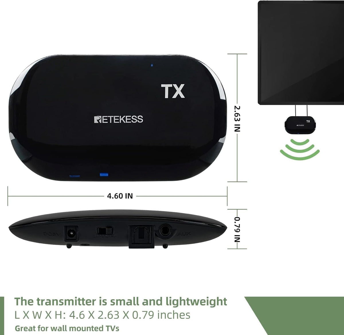 Retekess TA005 Wireless Over-Ear TV Headphones with Transmitter Black