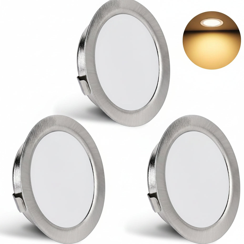 YindaLux 3W LED Recessed Spotlight 230V IP44 300lm Warm White Ultra Flat 15mm for Bathroom Living Room 3-Pack