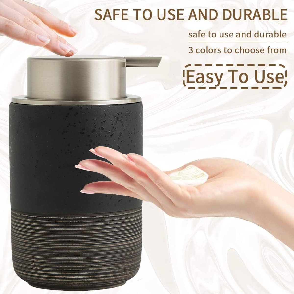 Ceramic Foam Hand Soap Dispenser 12oz Countertop Refillable Pump